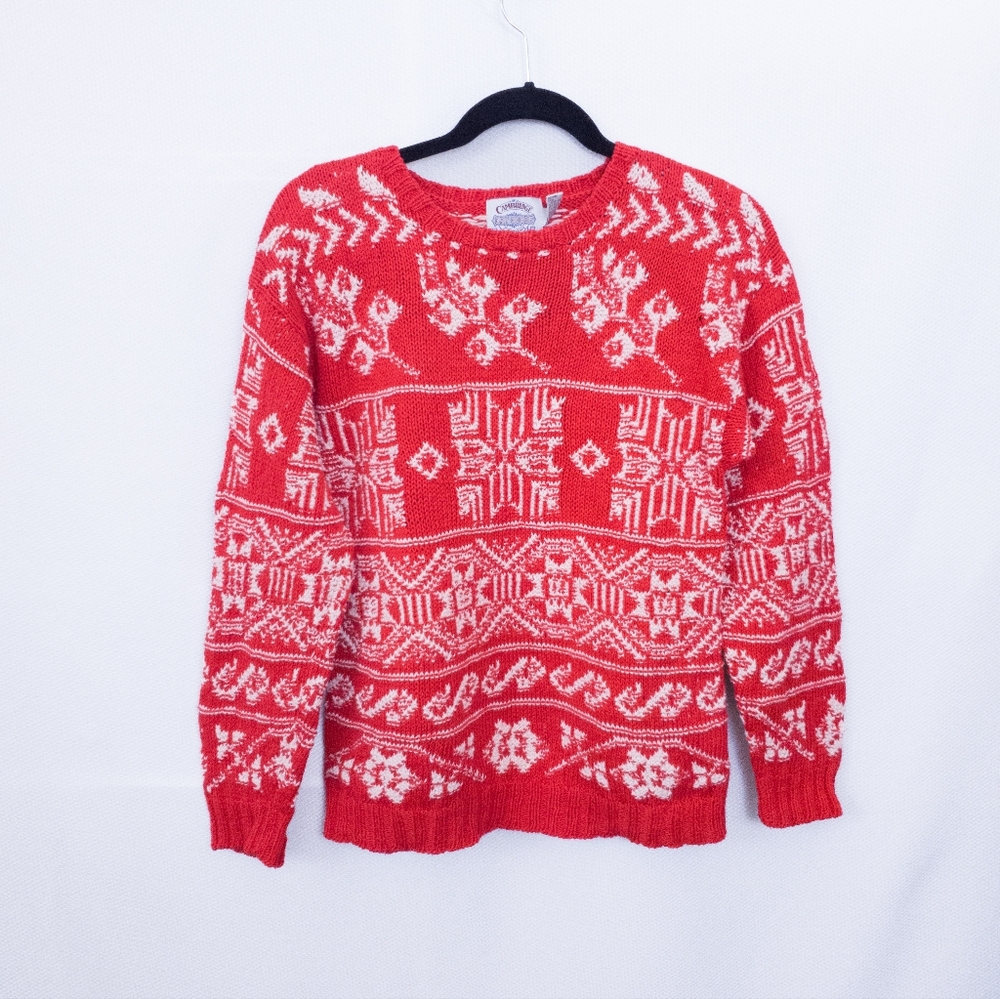 Vintage Cambridge Dry Goods Ugly Christmas Cotton Blend Red Sweater Size M